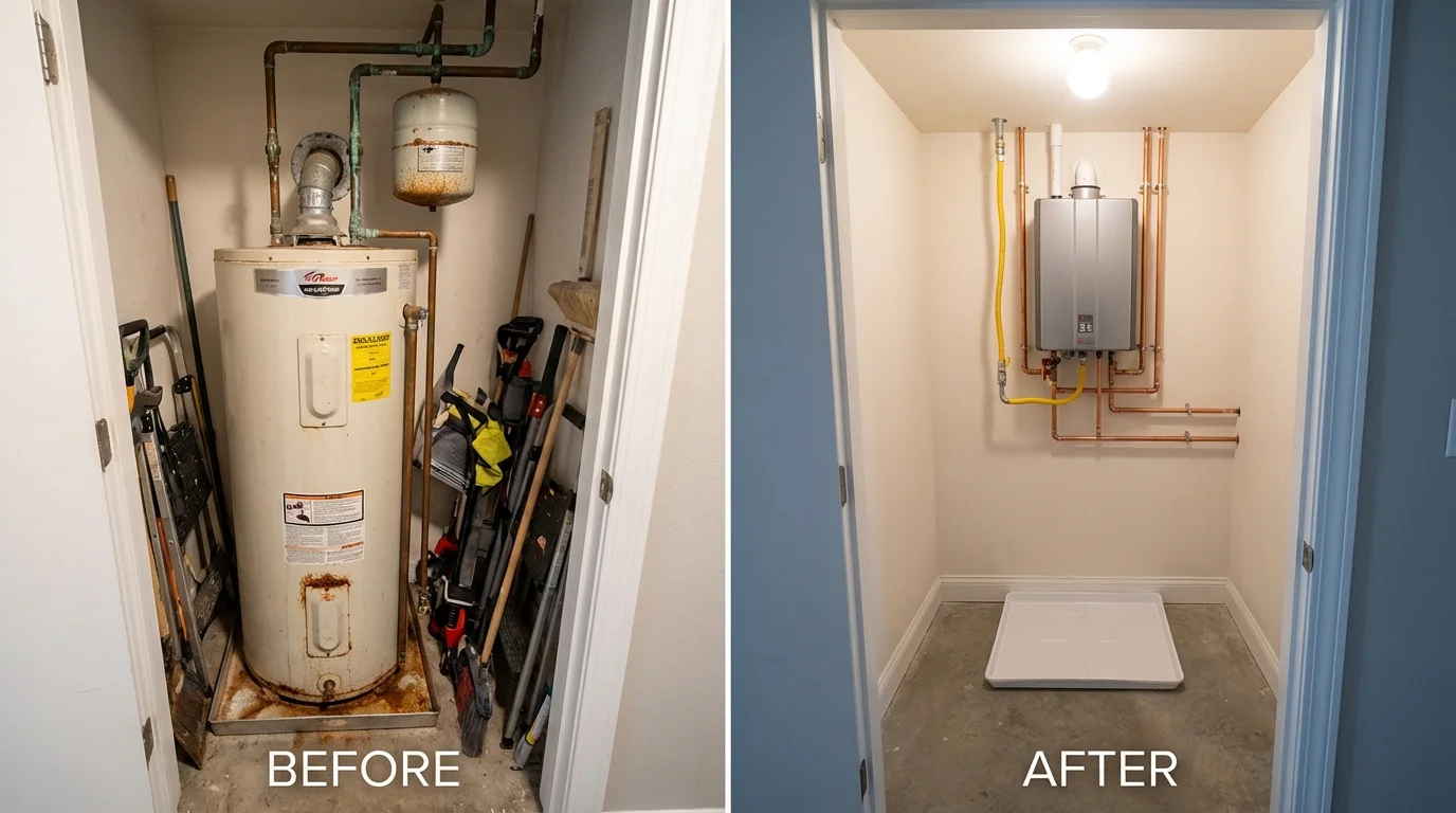 Tank water heater versus wall-mounted tankless unit comparison for Richfield, OH homeowners